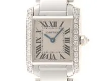 Cartier　カルティエ　タンクフランセーズSM　ダイヤベゼル　WE1002S3　クオーツ　女性用腕時計　2143100420700　【437】