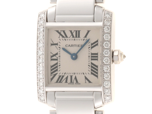 Cartier　カルティエ　タンクフランセーズSM　ダイヤベゼル　WE1002S3　クオーツ　女性用腕時計　2143100420700　【437】