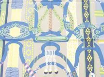HERMES エルメス スカーフ カレ90 鐙の幻想 Fantaisie D’Etriers シルク ブルー/ジョーヌ/ヴェールアマンド 003921【434】