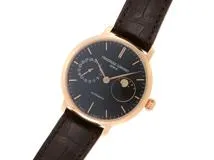 FREDERIQUE CONSTANT フレデリックコンスタント スリムラインムーンフェイズマニファクチュール FC-702G3S4 ステンレススチールローズゴールドプレート レザーベルト 自動巻 オートマチック 【460】2143100428164