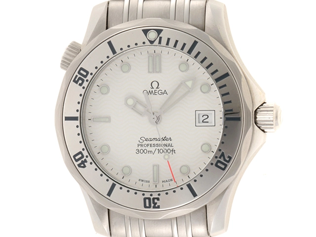 【名入れ無料】 OMEGA ホワイト SS クォーツ 2562.20 シーマスター300m オメガ 300M