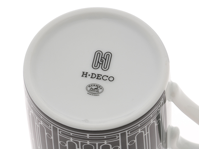 HERMES エルメス 食器 マグカップ Hデコ No.2 ブラック/ホワイト 300 