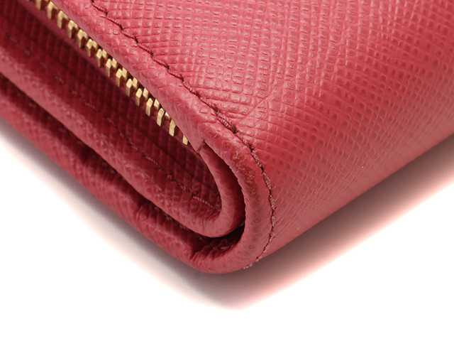 PRADA プラダ 二つ折りL型ZIP財布 ピンク サフィアーノ 【471