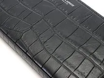 SAINT LAURENT PARIS サン ローラン パリ ラウンドファスナー 長財布 エンボスクロコレザー ブラック【473】