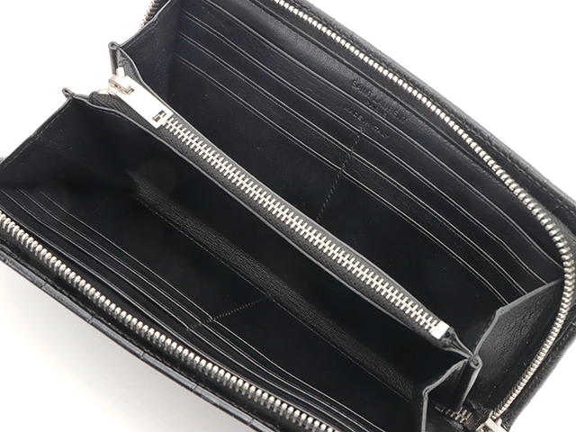 SAINT LAURENT PARIS サン ローラン パリ ラウンドファスナー 長財布 エンボスクロコレザー ブラック【473】