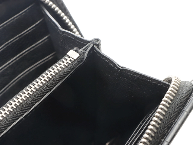 SAINT LAURENT PARIS サン ローラン パリ ラウンドファスナー 長財布 エンボスクロコレザー ブラック【473】