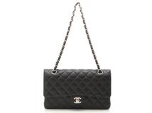 CHANEL　シャネル　マトラッセＷフラップチェーンショルダー　A01112　ブラック/SV キャビア【430】2143100453081