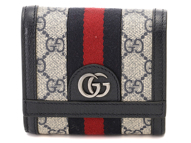 GUCCI グッチ オフィディア GGウォレット ベージュ/ネイビー