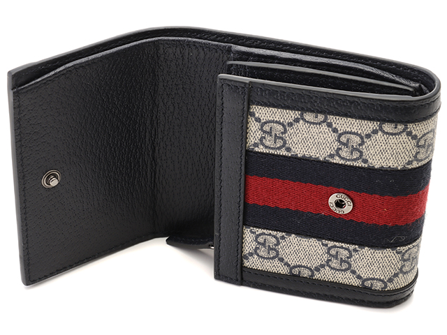 GUCCI グッチ オフィディア GGウォレット ベージュ/ネイビー GUCCI グッチ オフィディア GGウォレット ベージュ/ネイビー