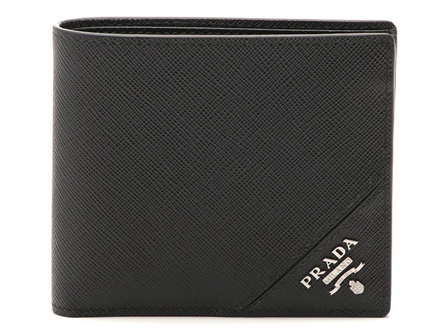 PRADA プラダ 財布 二つ折財布 2M0738 ブラック サフィアーノ PRADA プラダ 財布 二つ折財布 2M0738 ブラック サフィアーノ