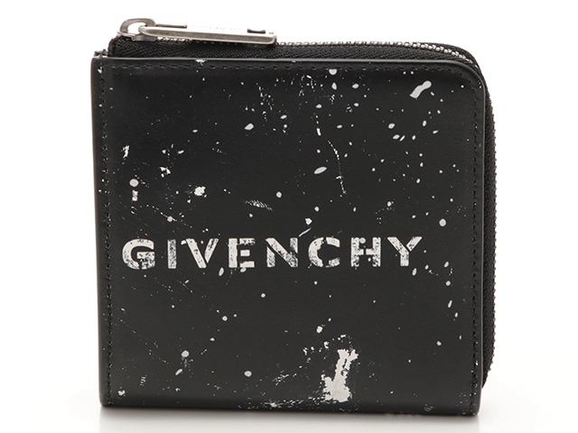 GIVENCHY　ジバンシィ　L字ZIPコインケース　ブラック/ホワイト　レザー【431】