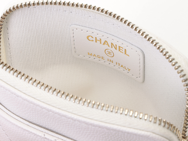 CHANEL シャネル マトラッセ ジップコインパース ホワイト/GP