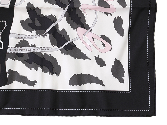 HERMES エルメス スカーフ カレ90 MONSIEUR ET MADAME ブラック