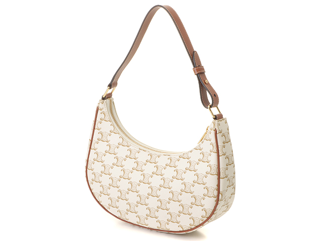 CELINE セリーヌ トリオンフアヴァバッグ ホワイト/タン PVC/レザー