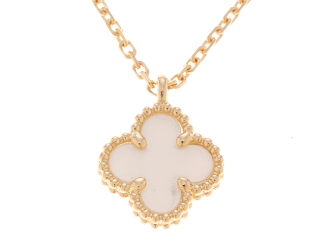 Van Cleef & Arpels ヴァンクリーフ＆アーペル シロチョウガイ ネックレス スウィートアルハンブラネックレス YG 2.9g【434】