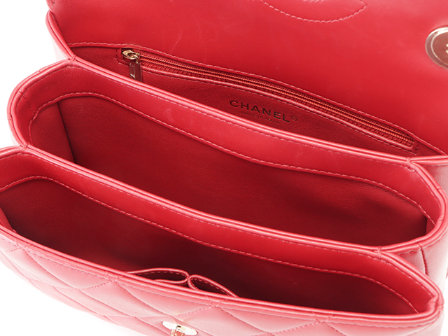 CHANEL シャネル バッグ トップハンドル フラップバッグ レッド CHANEL シャネル バッグ トップハンドル フラップバッグ レッド