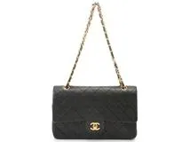 CHANEL　シャネル　マトラッセWフラップ25　Wチェーンショルダ－ ブラック×GP ラムスキン【431】2143100471856