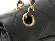 CHANEL　シャネル　マトラッセWフラップ25　Wチェーンショルダ－ ブラック×GP ラムスキン【431】2143100471856