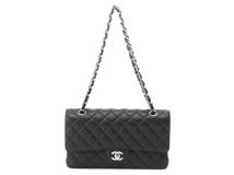 CHANEL　シャネル　マトラッセＷフラップ25　Ｗチェーンショルダー　ブラック／SV　キャビア　【471】　Y