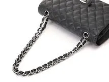 CHANEL　シャネル　マトラッセＷフラップ25　Ｗチェーンショルダー　ブラック／SV　キャビア　【471】　Y