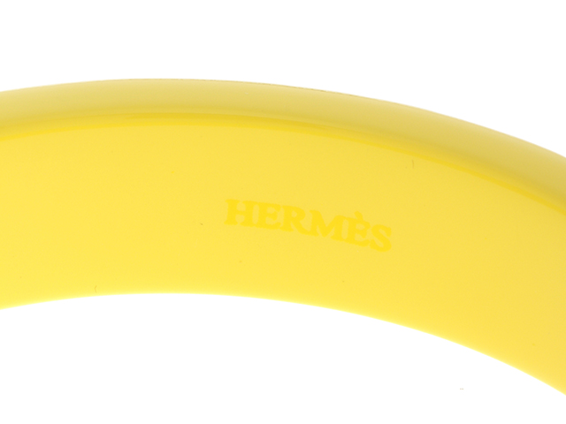 HERMÈS エルメス ウッド 木材 イエローバングル Hのロゴ入り HERMES エルメス ブレスレット バイアスH バングル イエロー