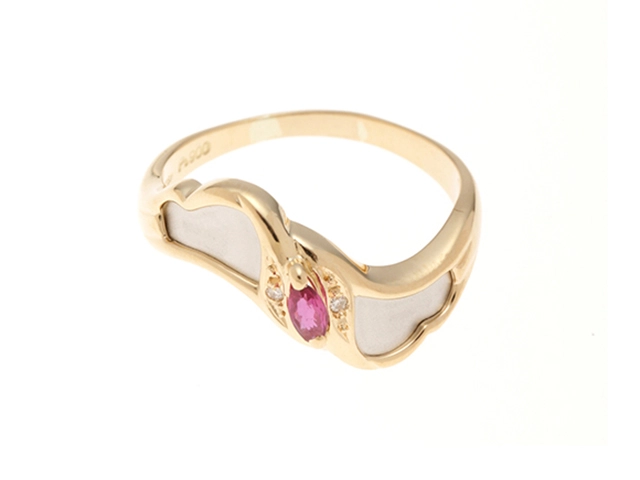 JEWELRY　ジュエリー　リング　　K18/PT900　ルビー/ダイヤモンド 　3.7g　#16.5　2143100474963【472】H