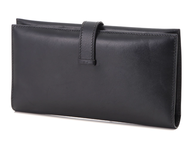 HERMES　エルメス　二つ折り長財布　ベアンクラシック　ボックスカーフ　ブラック　ゴールド金具　□F刻印（2002年）【433】