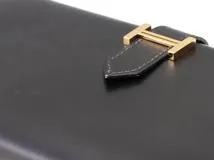 HERMES　エルメス　二つ折り長財布　ベアンクラシック　ボックスカーフ　ブラック　ゴールド金具　□F刻印（2002年）【433】