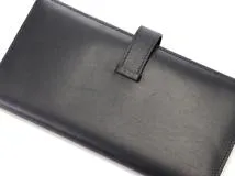 HERMES　エルメス　二つ折り長財布　ベアンクラシック　ボックスカーフ　ブラック　ゴールド金具　□F刻印（2002年）【433】
