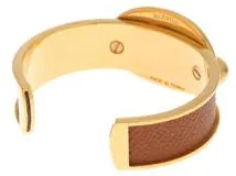 m*e様 エルメス　ゴールド バングル ベージュパネル Hermès エルメス シェーヌダンクルバングル ゴールドカラー 【471】L