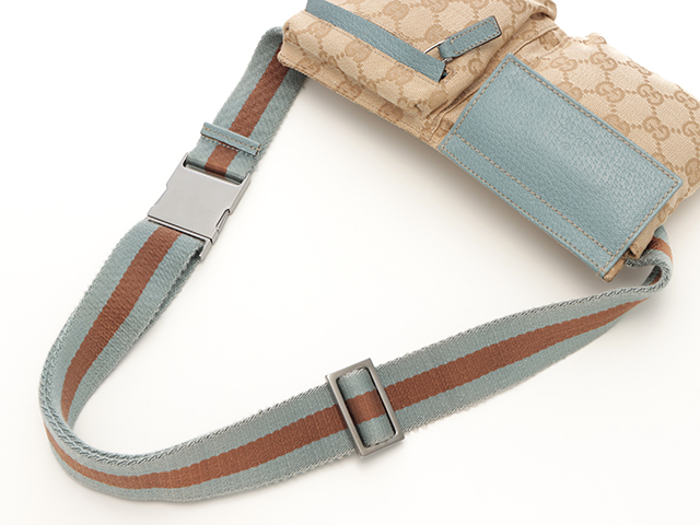 GUCCI グッチ GGウエストバッグ シェリーライン ベージュ ブルー