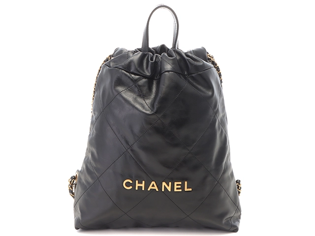 CHANEL 22 バックパック ブラック/GP AS3313 シャイニーカーフ【430】2143100481091 の購入なら「質」の大黒屋（公式）