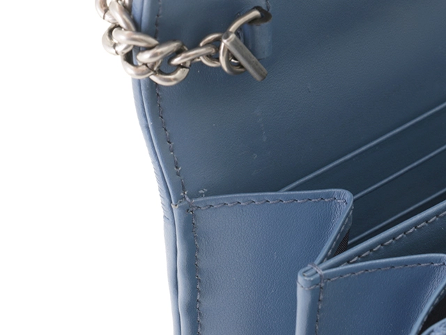 GUCCI　グッチ　GGマーモント　キルティング　チェーンショルダー　ブルー　レザー　474575　2143100483217　【205】