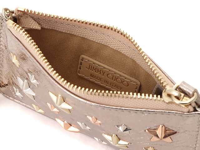 JIMMY CHOO ジミーチュウ スタースタッズ ナンシー キー&コインケース ゴールド/シルバー/ピンクゴールド レザー/GP【207】2143100483491
