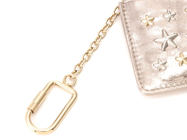 JIMMY CHOO ジミーチュウ スタースタッズ ナンシー キー&コインケース ゴールド/シルバー/ピンクゴールド レザー/GP【207】2143100483491
