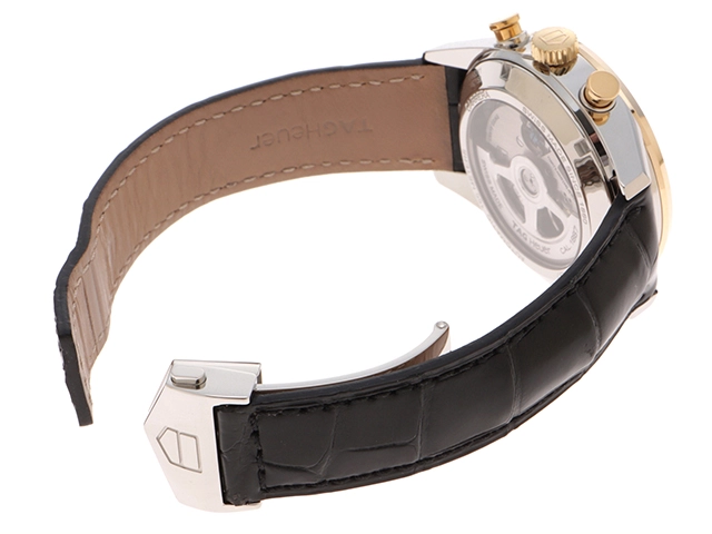 TAG HEUER タグ・ホイヤー 時計 カレラ クロノグラフ キャリバー1887 CAR2150.FC6266 メンズ 自動巻き YG/SS レザーベルト シルバー文字盤【431】2143100485013