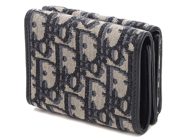 Dior ディオール 30 モンテーニュオブリーク コンパクトウォレット S2084UTZQ ネイビー キャンバス/カーフ 財布【207】2143100487154