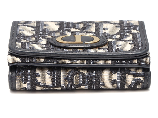 Dior ディオール 30 モンテーニュオブリーク コンパクトウォレット S2084UTZQ ネイビー キャンバス/カーフ 財布【207】2143100487154
