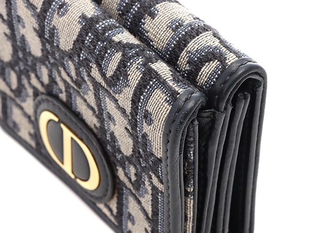 Dior ディオール 30 モンテーニュオブリーク コンパクトウォレット S2084UTZQ ネイビー キャンバス/カーフ 財布【207】2143100487154