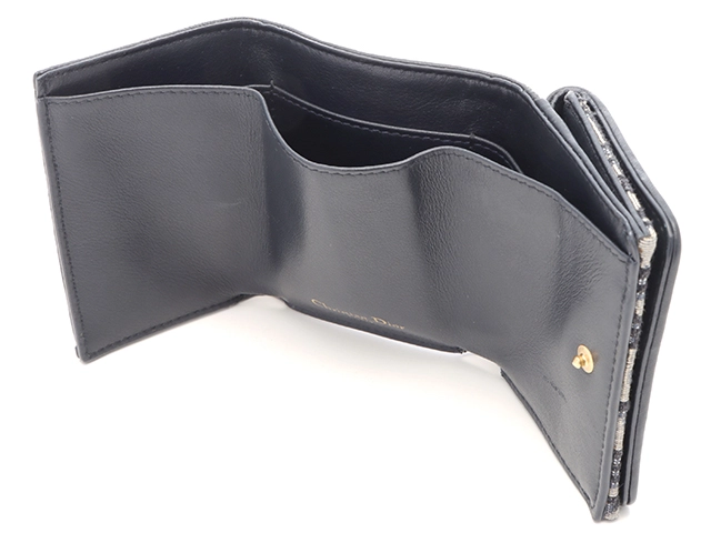 Dior ディオール 30 モンテーニュオブリーク コンパクトウォレット S2084UTZQ ネイビー キャンバス/カーフ 財布【207】2143100487154