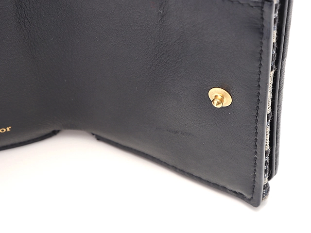 Dior ディオール 30 モンテーニュオブリーク コンパクトウォレット S2084UTZQ ネイビー キャンバス/カーフ 財布【207】2143100487154