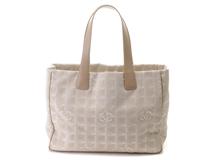 CHANEL シャネル ニュートラベルライントートMM ベージュ/ゴールド金具 ナイロン/カーフ A15991 2143100487192 【471】