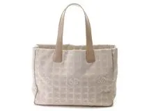 CHANEL シャネル ニュートラベルライントートMM ベージュ/ゴールド金具 ナイロン/カーフ A15991 2143100487192 【471】