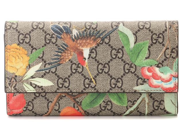 GUCCI グッチ 鳥､花プリント ティアン GGスプリーム 424892 ベージュ/レッド PVC/レザー【433】 の購入なら「質」の大黒屋（公式）