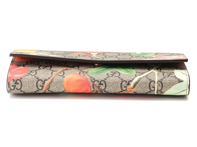 GUCCI　グッチ　鳥､花プリント　ティアン　GGスプリーム　424892　ベージュ/レッド　PVC/レザー【433】