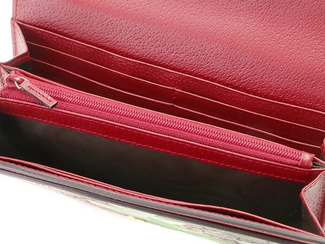 GUCCI　グッチ　鳥､花プリント　ティアン　GGスプリーム　424892　ベージュ/レッド　PVC/レザー【433】