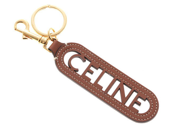 CLINE　セリーヌ　パンチング　キーリングチャーム　タン　ゴールド　カーフ　ＧＰ　【432】