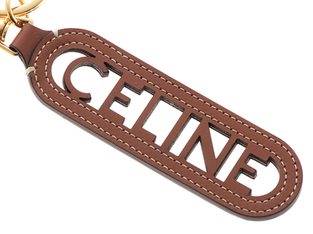 CLINE　セリーヌ　パンチング　キーリングチャーム　タン　ゴールド　カーフ　ＧＰ　【432】