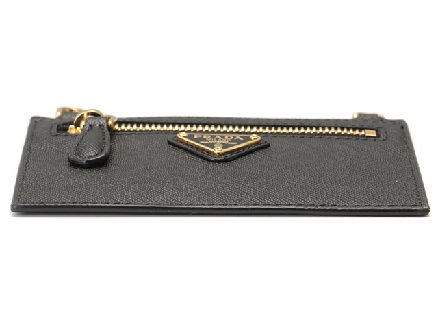 PRADA プラダ ショルダーストラップ付カードケース ブラック サフィアーノ 【432】2143100490956