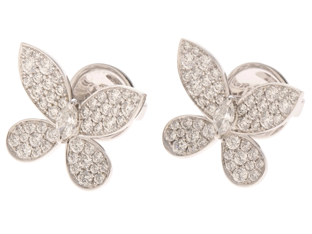 GRAFF グラフ パヴェ バタフライ ダイヤモンド スモール スタッド イヤリング RGE1152 K18ホワイトゴールド ダイヤモンド計1.10ct  2023年正規品【472】SJ